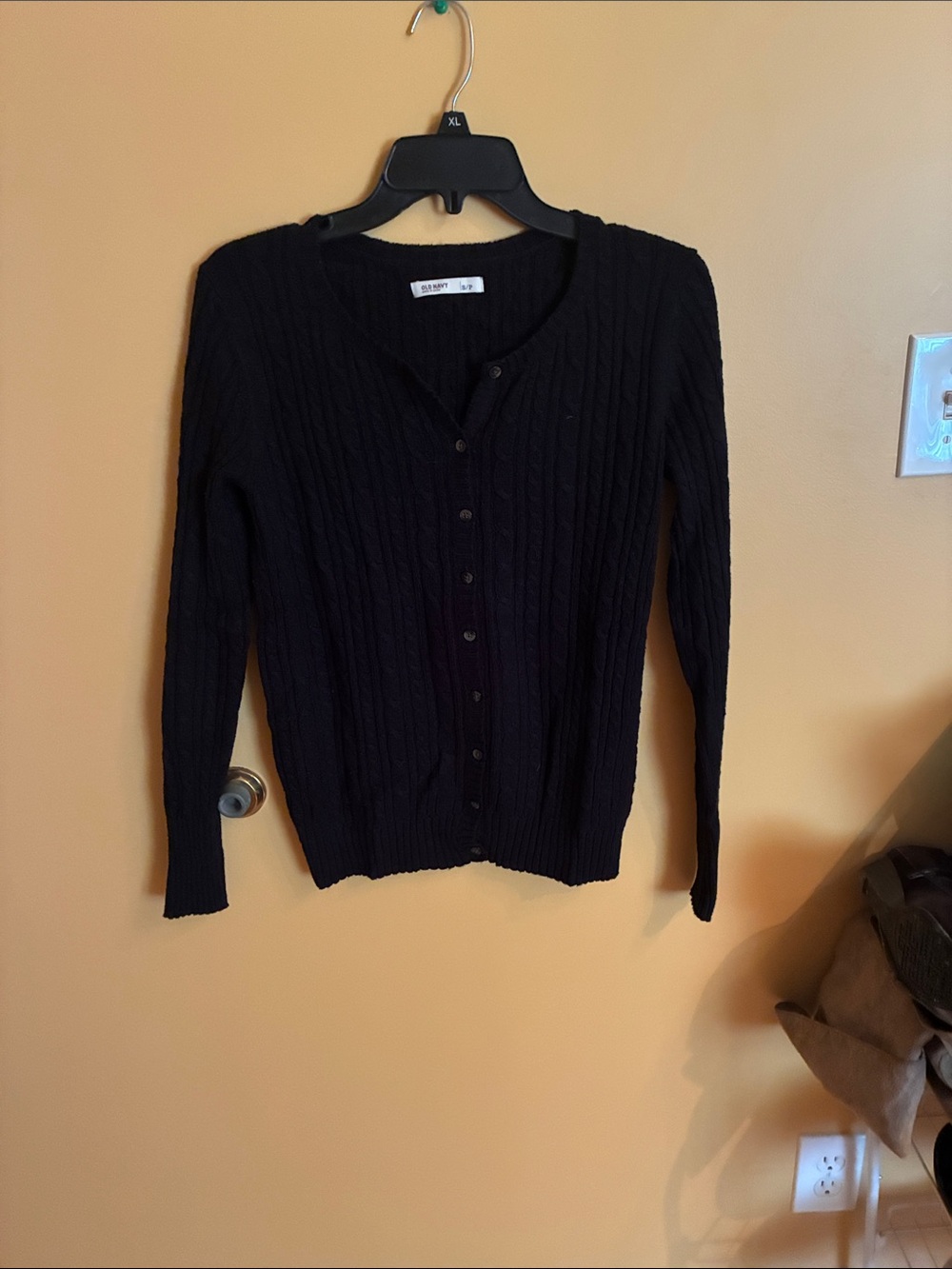 Old Navy Black Cable-Knit Button Cardigan